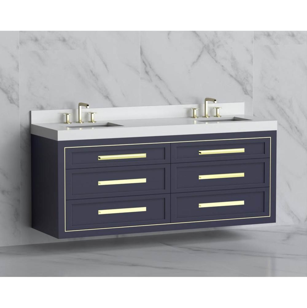 Renaissance 72'' Wall hung Vanity Cabinet in Sapphire/HW: Handles Polished Chrome(PC)