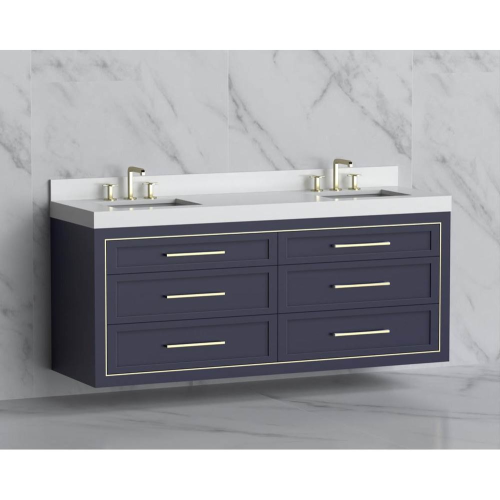 Renaissance 72'' Wall hung Vanity Cabinet in Sapphire/HW: Handles Polished Chrome(PC)