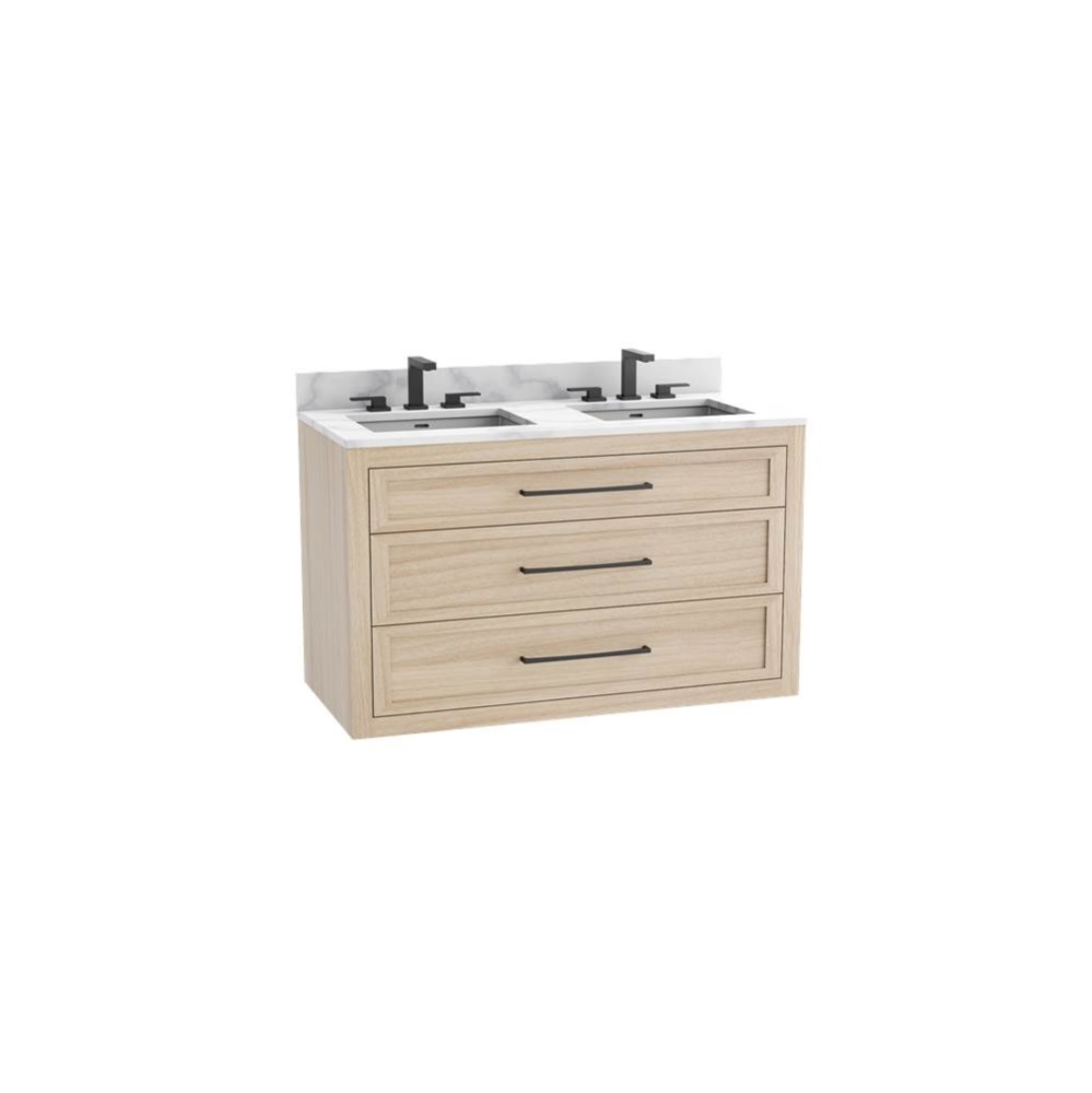 Renaissance SE 48D'' Wall hung Vanity Cabinet in Natural Oak/HW: Handles Polished Chrome