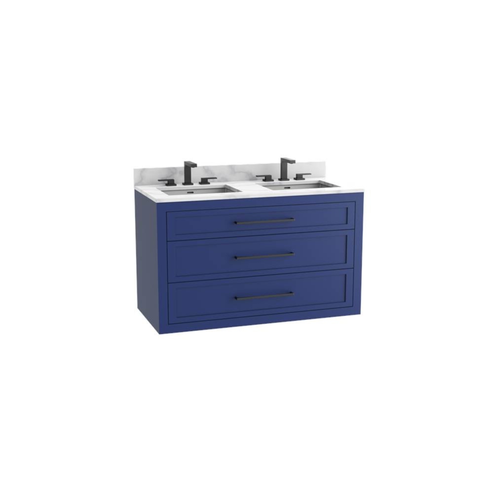 Renaissance SE 48D'' Wall hung Vanity Cabinet in Sapphire - No Handles