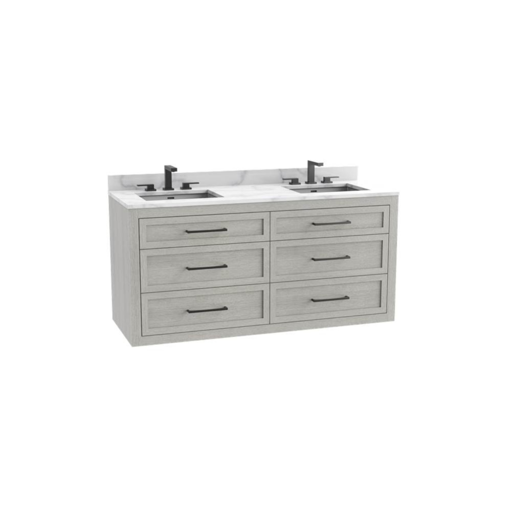Renaissance SE 60D'' Wall hung Vanity Cabinet in Coastal Grey/HW: Handles Polished Chrom