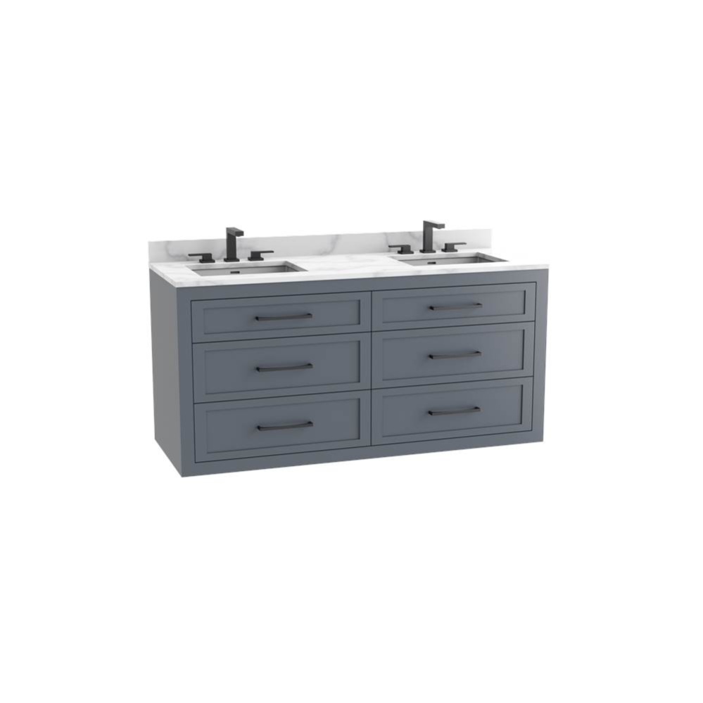 Renaissance SE 60D'' Wall hung Vanity Cabinet in Studio Grey - No Handles