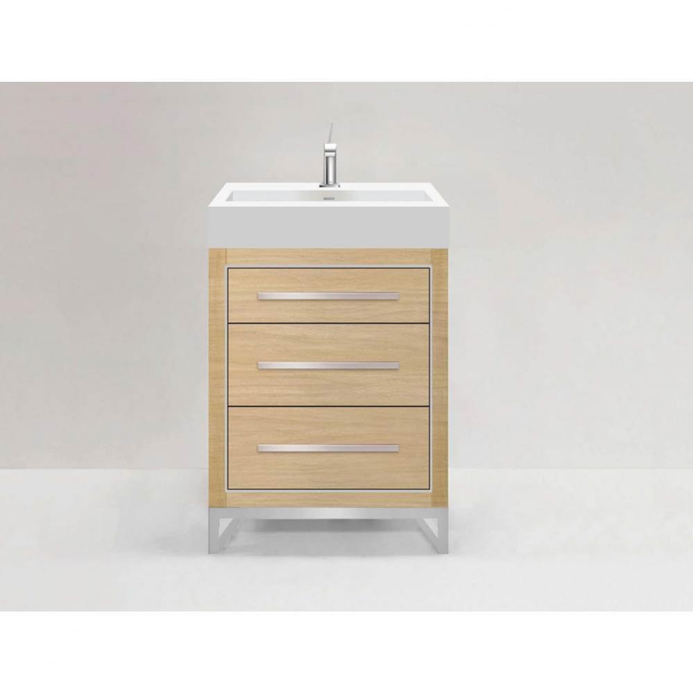 Estate 24'' Free Standing Vanity Cabinet in Natural Oak/HW: Polished Chrome(PC)