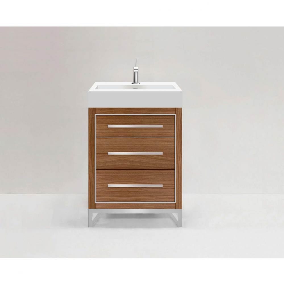 Estate 24'' Free Standing Vanity Cabinet in Natural Walnut/HW: Polished Chrome(PC)