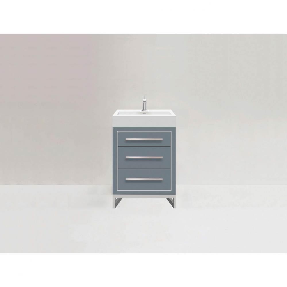 Estate 24'' Free Standing Vanity Cabinet in Studio Grey/HW: Polished Chrome(PC)