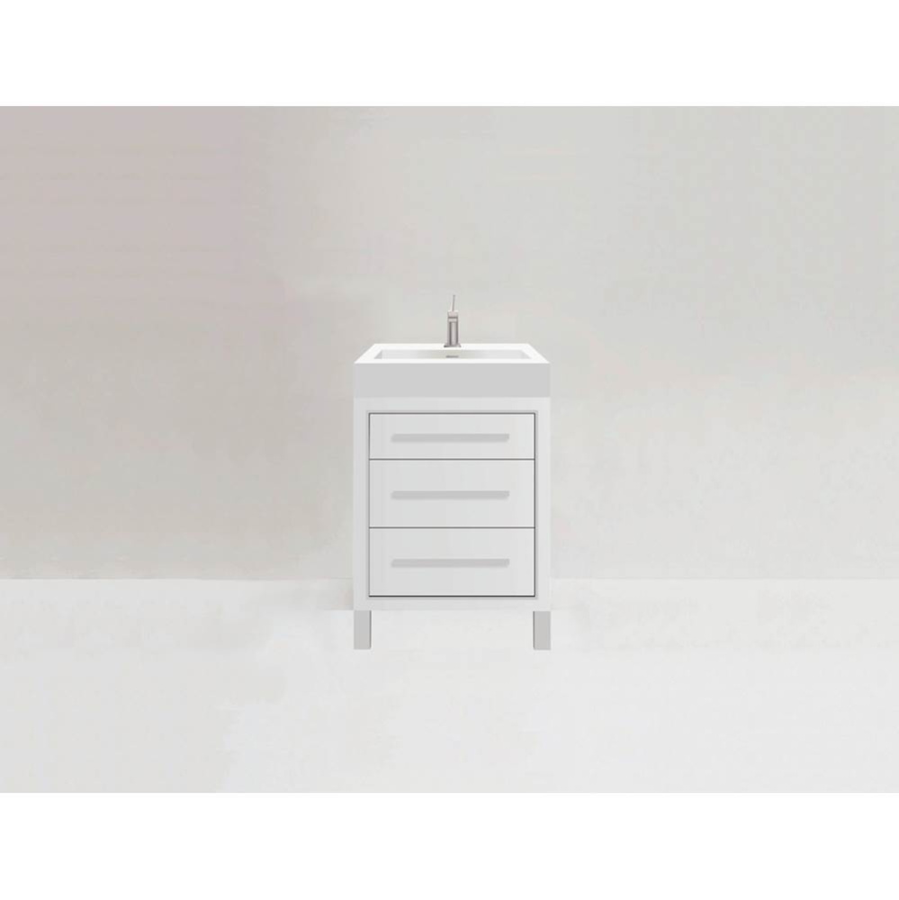 Estate 24'' Free Standing Vanity Cabinet in White/HW: Polished Chrome(PC)