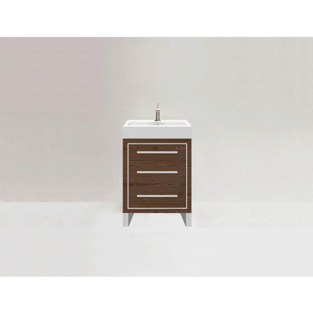 Estate 24'' Free Standing Vanity Cabinet in Brandy/HW: No handles - Feet in  Polished Ch