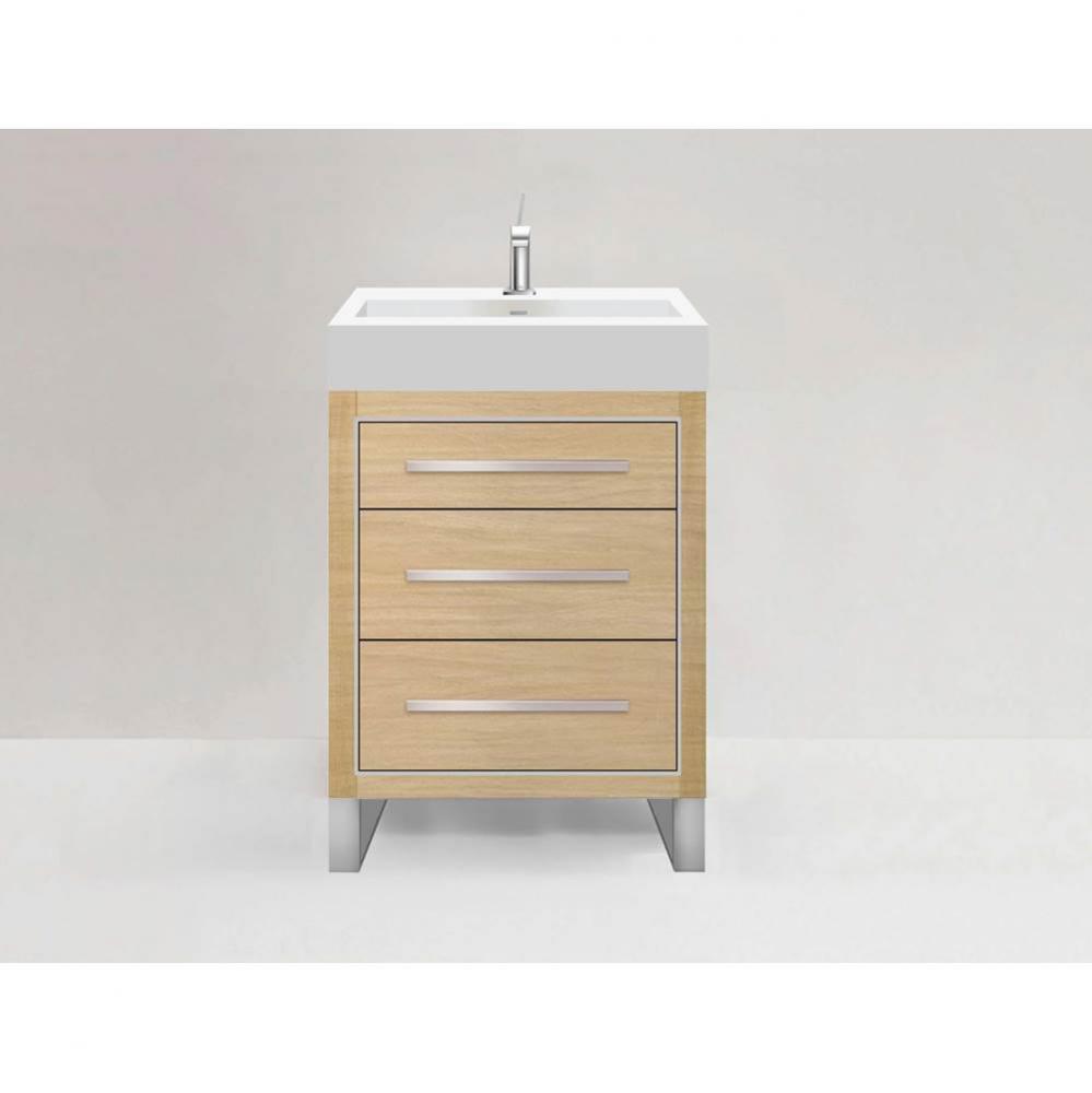 Estate 24'' Free Standing Vanity Cabinet in Natural Oak/HW: Polished Chrome(PC)