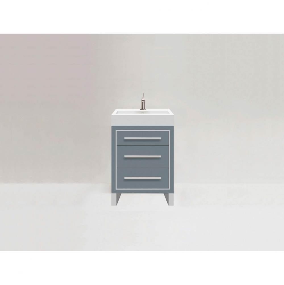 Estate 24'' Free Standing Vanity Cabinet in Studio Grey/HW: Polished Chrome(PC)