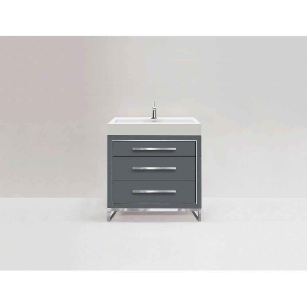Estate 30'' Free Standing Vanity Cabinet in Studio Grey/HW: Polished Chrome(PC)