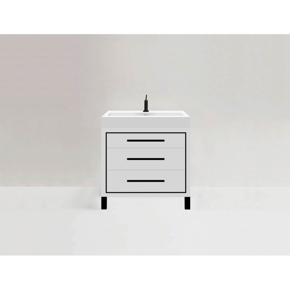 Estate 30'' Free Standing Vanity Cabinet in White/HW: Polished Chrome(PC)