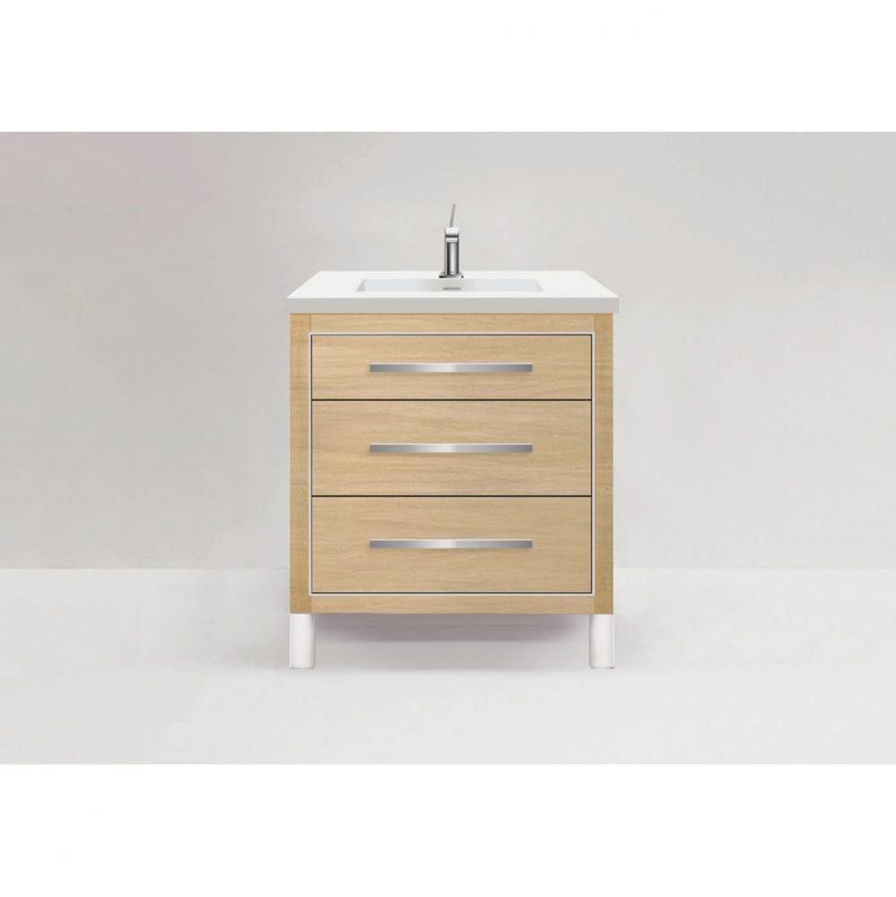 Madeli Estate 30'' Free standing Vanity Cabinet in Natural Oak/HW: Polished Chrome(PC)