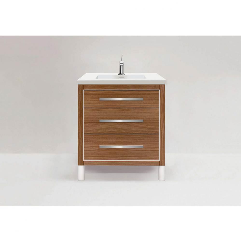 Estate 30'' Free Standing Vanity Cabinet in Natural Walnut/HW: No handles - Feet in  Pol