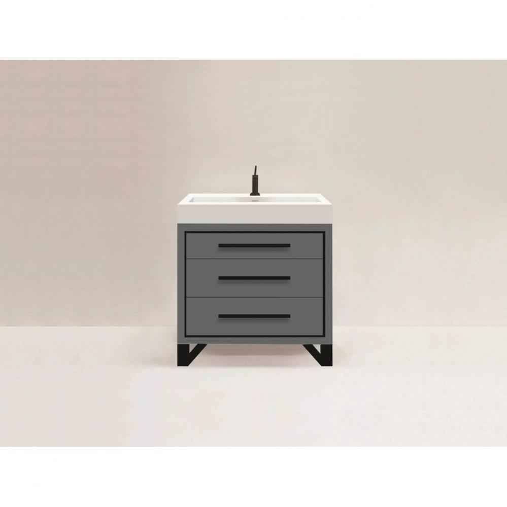 Estate 30'' Free Standing Vanity Cabinet in Studio Grey/HW: No handles - Feet in  Matte