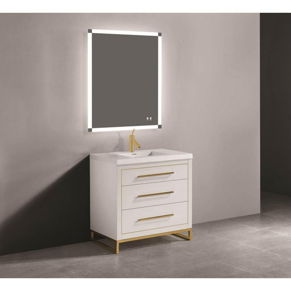 Madeli Estate 36'' Free Standing Vanity Cabinet in White/HW: Polished Chrome(PC)