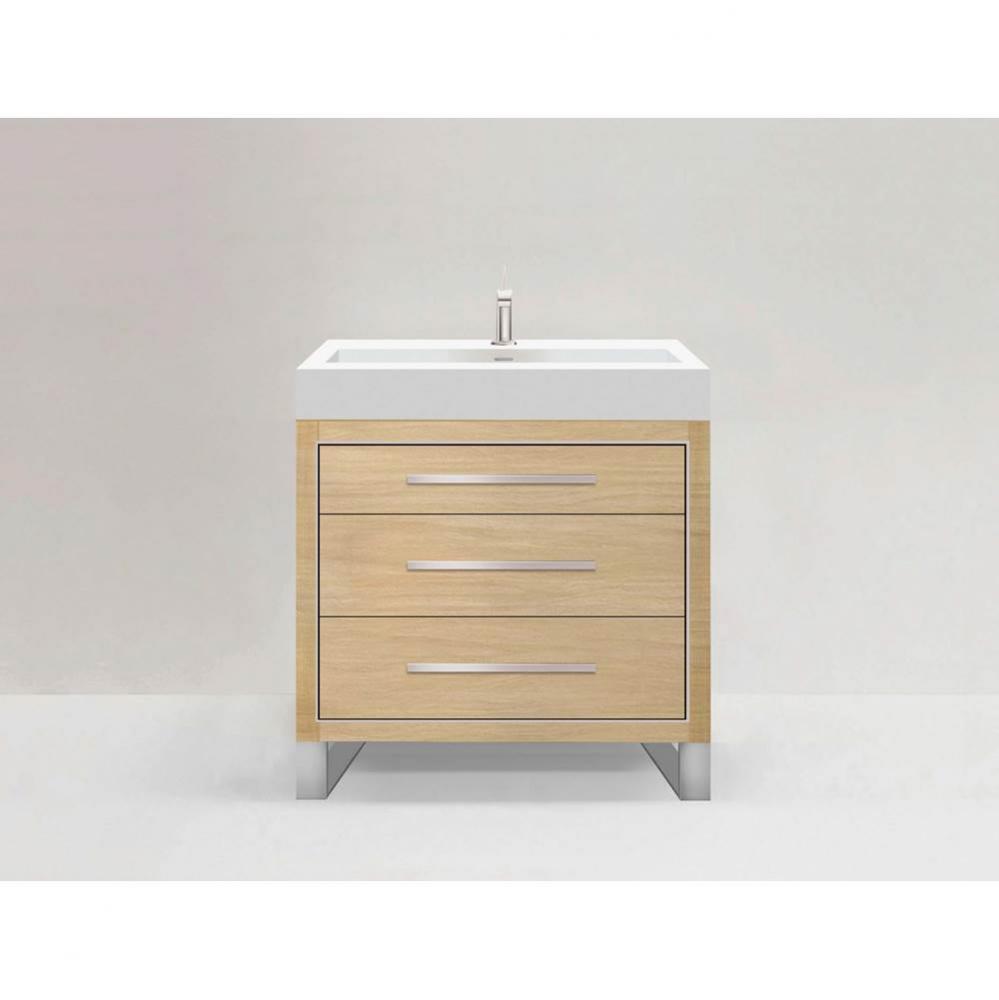 Estate 36'' Free Standing Vanity Cabinet in Natural Oak/HW: Polished Chrome(PC)