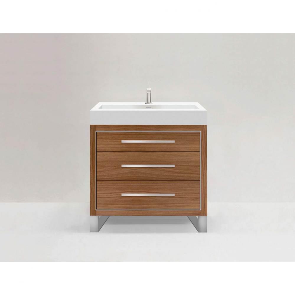 Estate 36'' Free Standing Vanity Cabinet in Natural Walnut/HW: No handles - Feet in  Pol