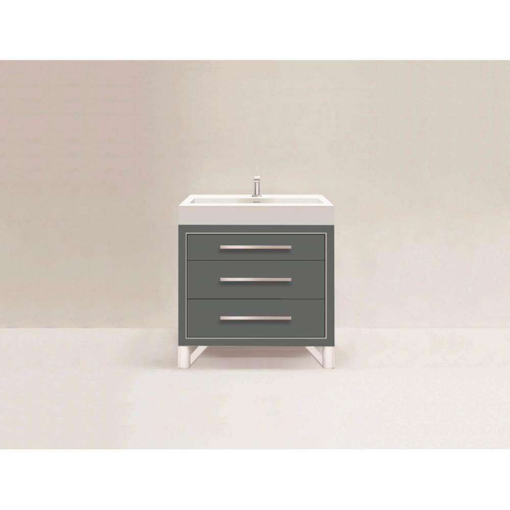 Estate 36'' Free Standing Vanity Cabinet in Studio Grey/HW: No handles - Feet in  Polish