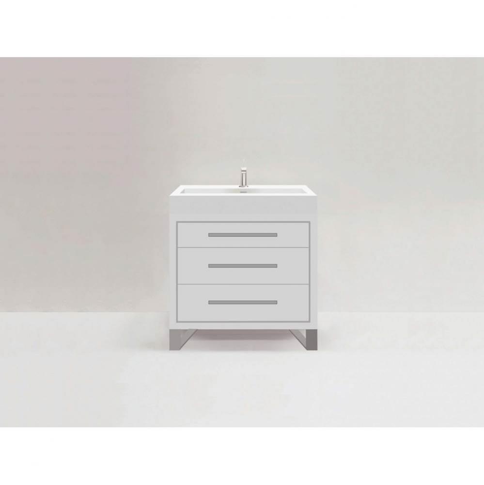 Madeli Estate 36'' Free standing Vanity Cabinet in White/HW: Polished Chrome(PC)