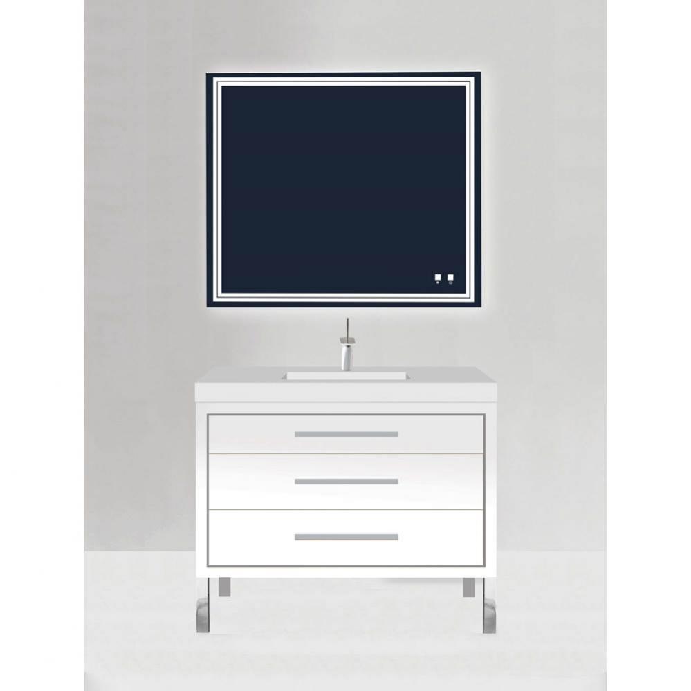 Madeli Estate 42'' Free standing Vanity Cabinet in White/HW: Polished Chrome(PC)