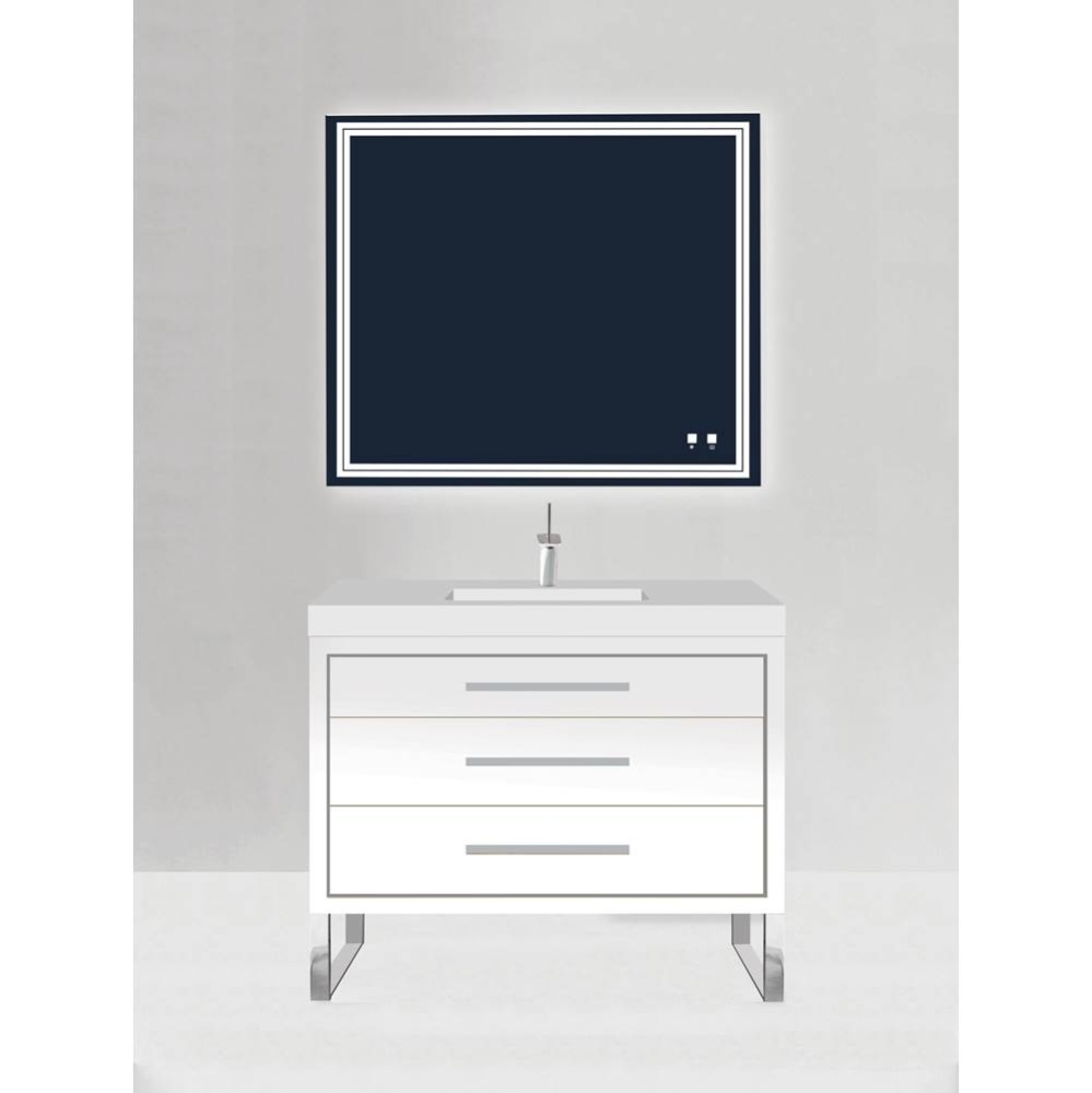 Estate 42'' Free Standing Vanity Cabinet in White/HW: Polished Chrome(PC)