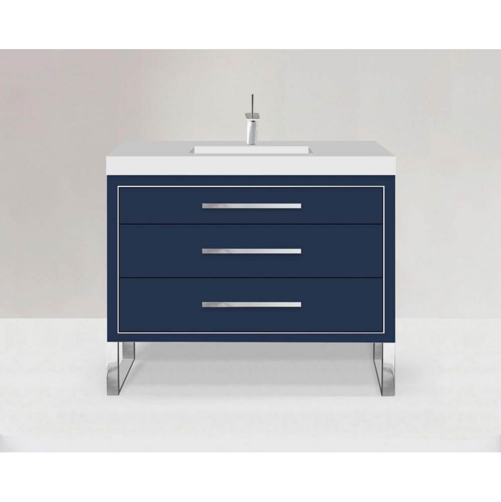 Estate 42'' Free Standing Vanity Cabinet in Sapphire/HW: No handles - Feet in  Polished