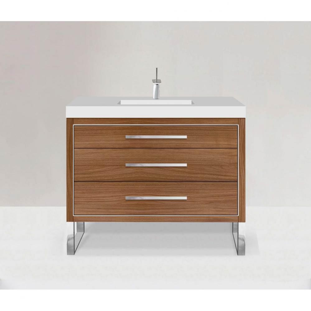 Estate 48C'' Free Standing Vanity Cabinet in Natural Walnut/HW: No handles - Feet in  Po