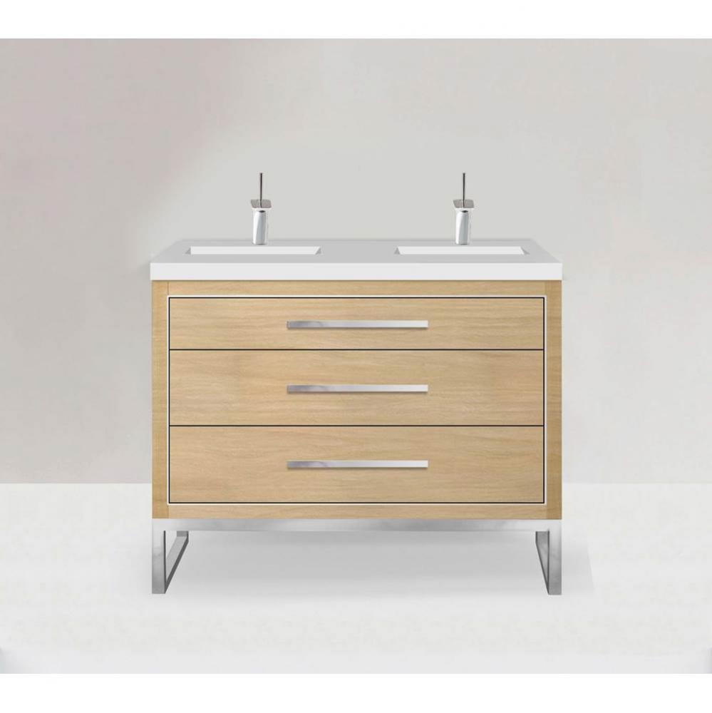 Estate 48D'' Free Standing Vanity Cabinet in Natural Oak/HW: Polished Chrome(PC)