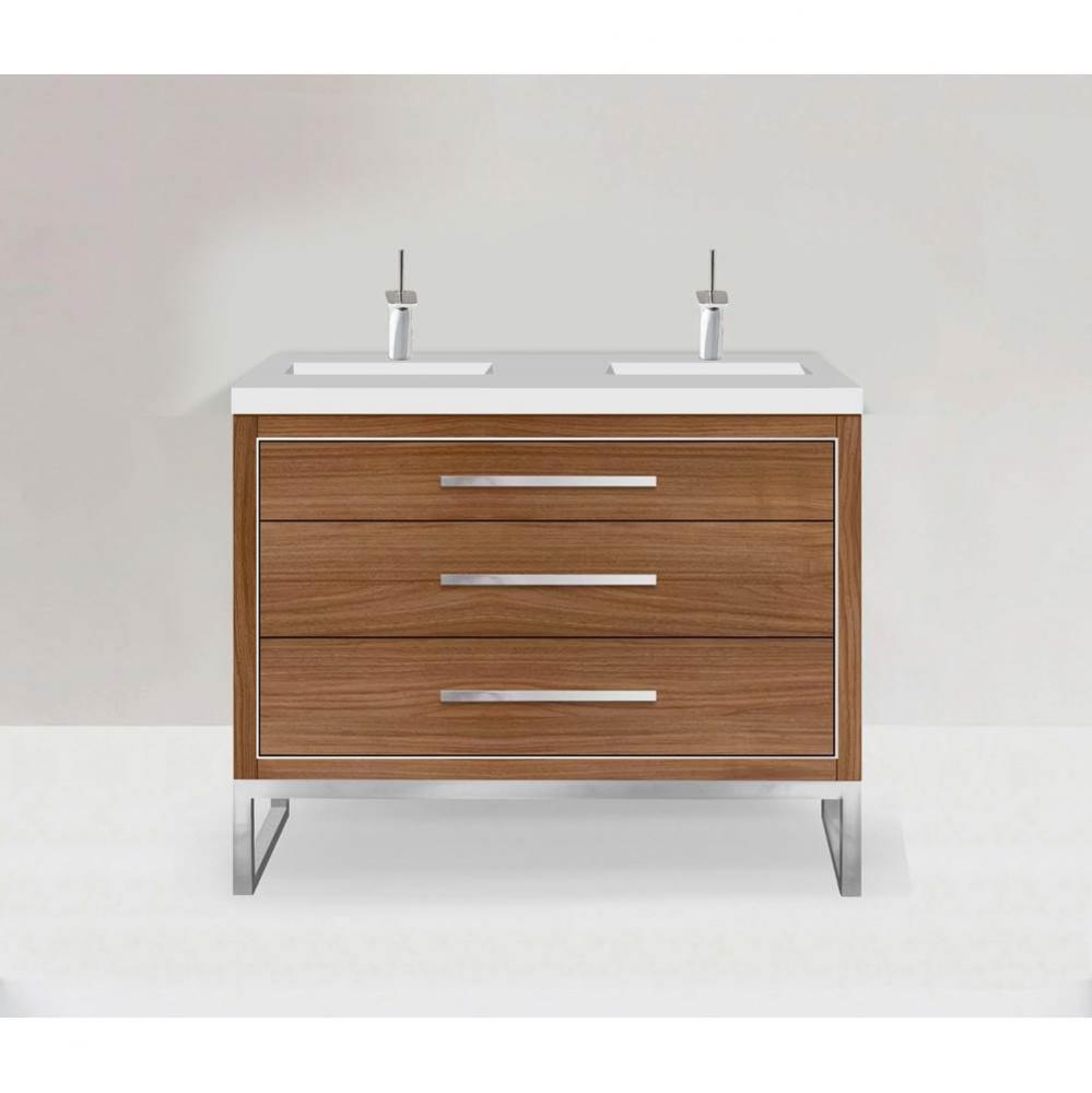 Estate 48D'' Free Standing Vanity Cabinet in Natural Walnut/HW: Polished Chrome(PC)