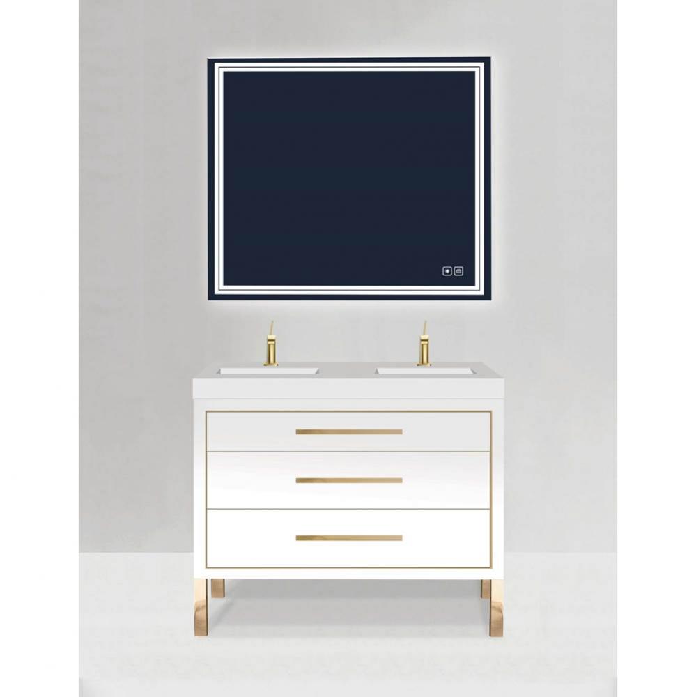 Estate 48D'' Free Standing Vanity Cabinet in White/HW: Polished Chrome(PC)