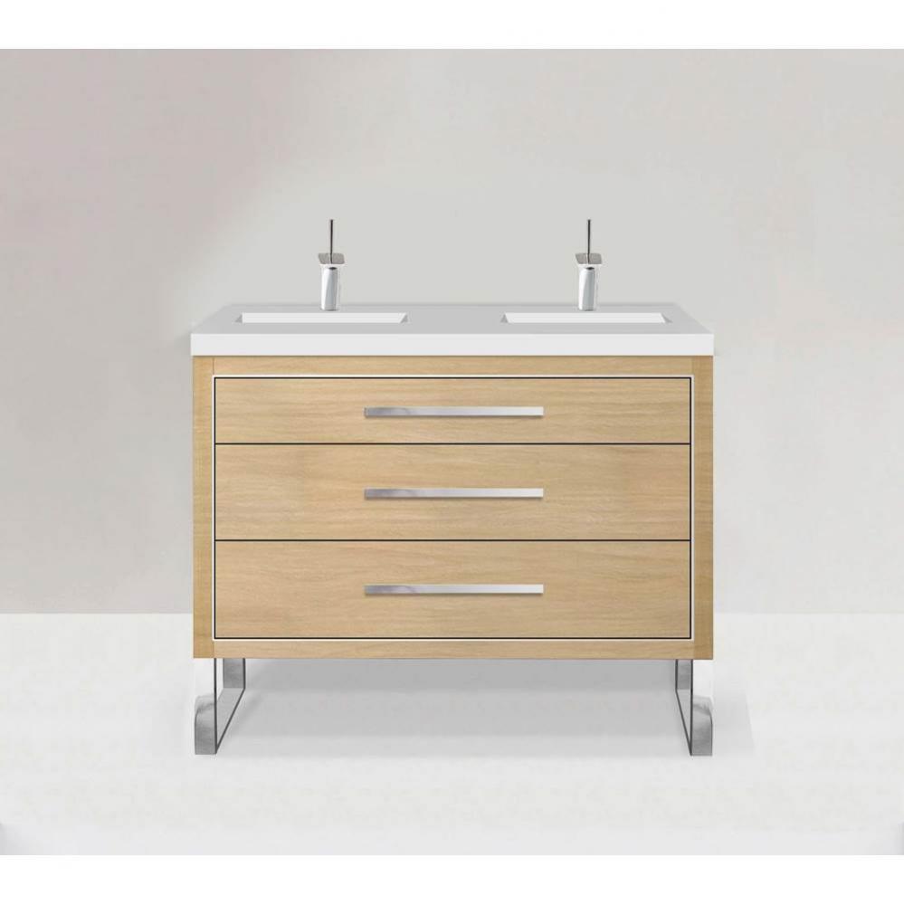 Estate 48D'' Free Standing Vanity Cabinet in Natural Oak/HW: No handles - Feet in  Polis