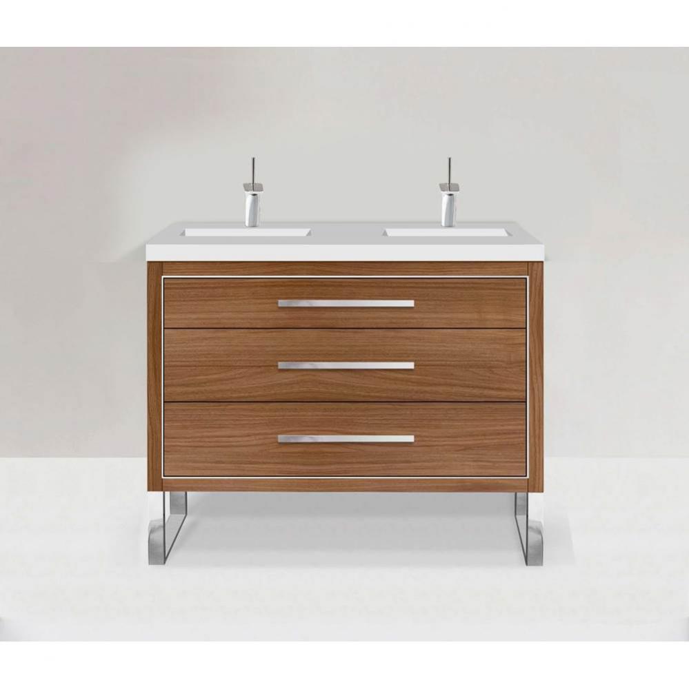 Estate 48D'' Free Standing Vanity Cabinet in Natural Walnut/HW: No handles - Feet in  Po