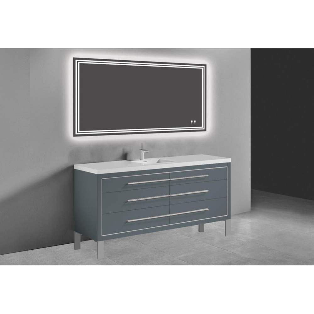 Estate 60C'' Free Standing Vanity Cabinet in Studio Grey/HW: No handles - Feet in  Polis
