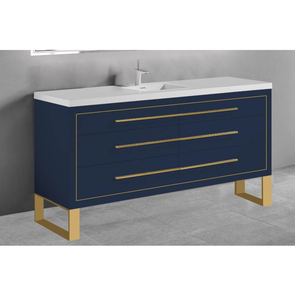 Estate 60C'' Free Standing Vanity Cabinet in Sapphire/HW: Polished Chrome(PC)