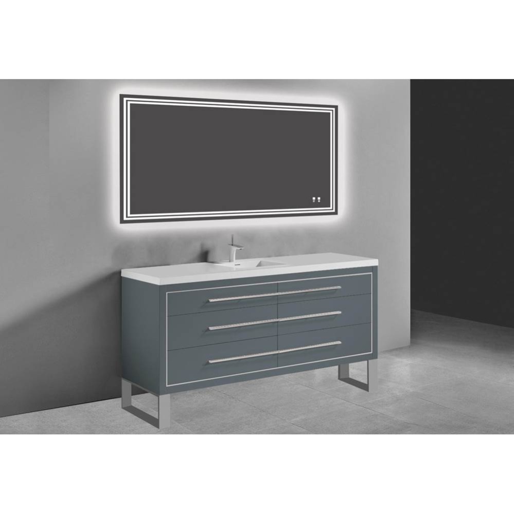 Estate 60C'' Free Standing Vanity Cabinet in Studio Grey/HW: Polished Chrome(PC)