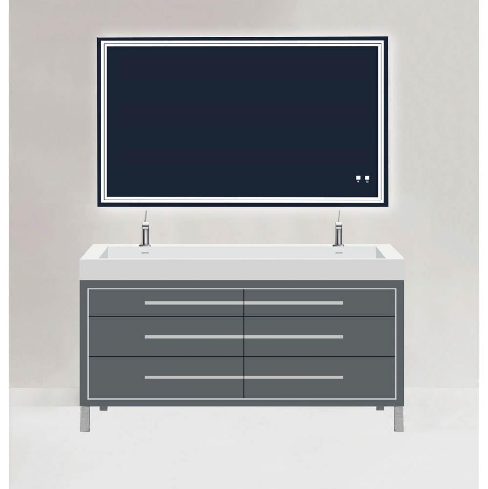 Madeli Estate 60D'' Free standing Vanity Cabinet in Studio Grey/HW: Polished Nickel(PN)