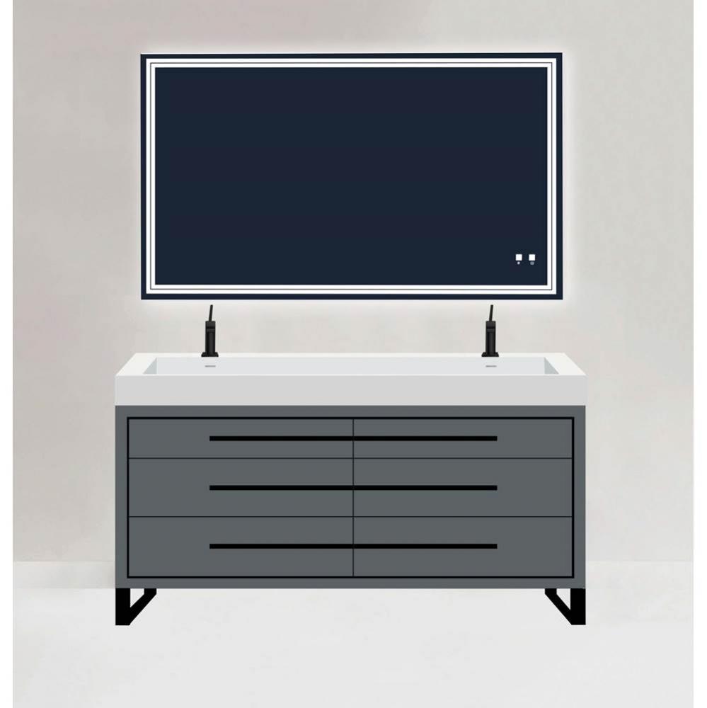 Madeli Estate 60D'' Free standing Vanity Cabinet in Studio Grey/HW: Matte Black(MB)