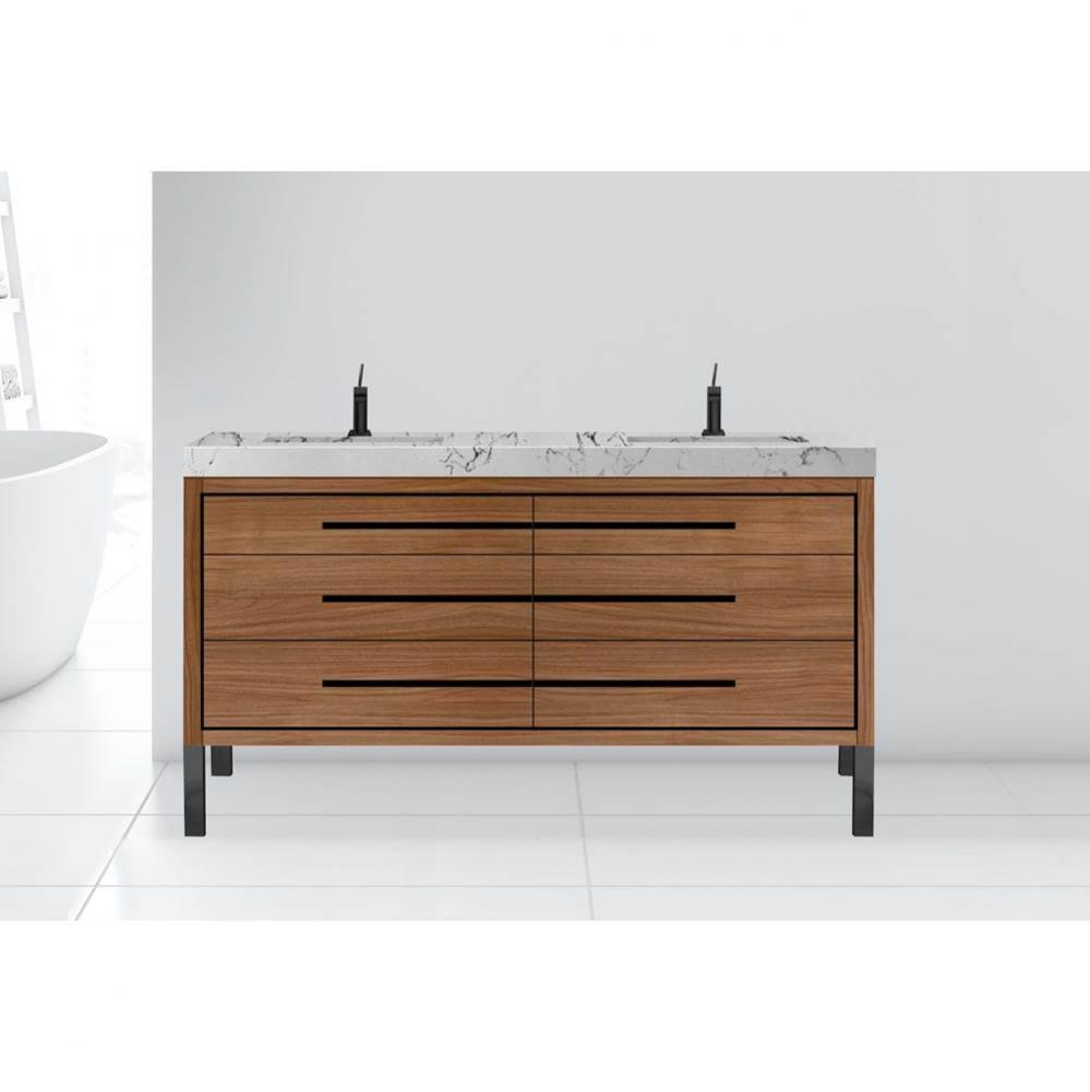 Estate 72D'' Free Standing Vanity Cabinet in Natural Walnut/HW: Polished Chrome(PC)