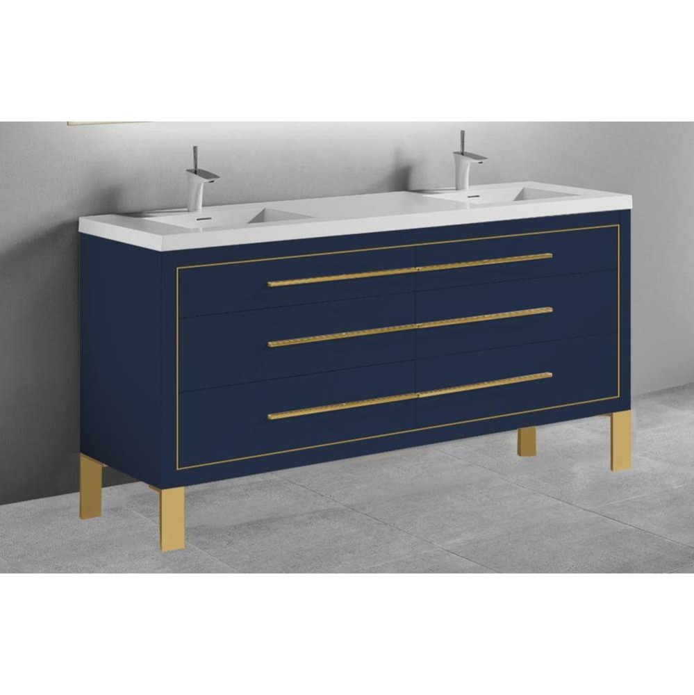Estate 72D'' Free Standing Vanity Cabinet in Sapphire/HW: No handles - Feet in  Polished