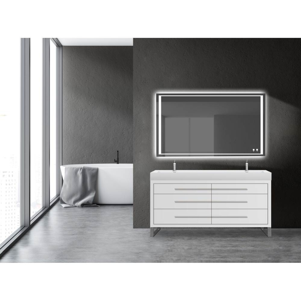 Estate 72D'' Free Standing Vanity Cabinet in White/HW: No handles - Feet in  Polished Ch