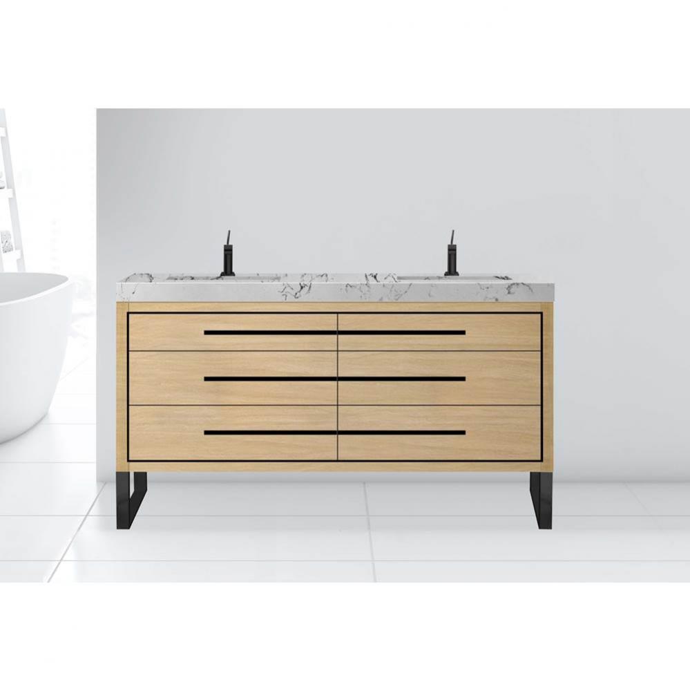 Estate 72D'' Free Standing Vanity Cabinet in Natural Oak/HW: Polished Chrome(PC)