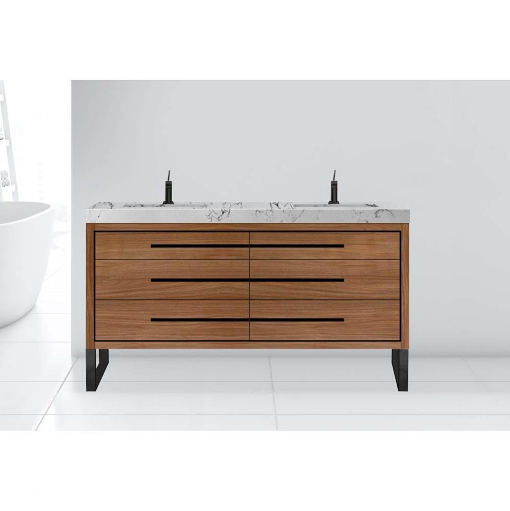 Estate 72D'' Free Standing Vanity Cabinet in Natural Walnut/HW: Polished Chrome(PC)