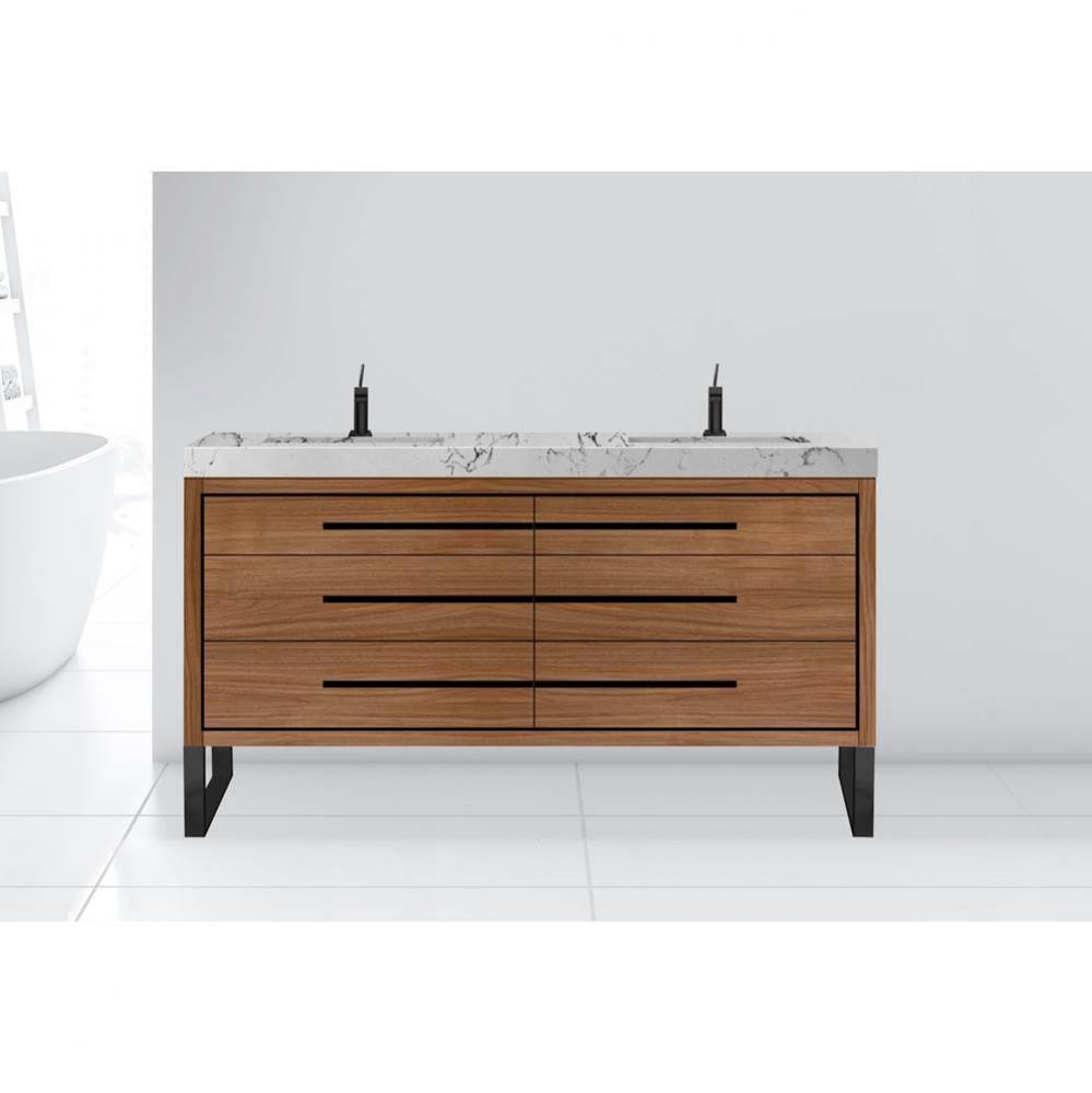 Madeli Estate 72'' Free standing Vanity Cabinet in Natural Walnut/HW: Polished Chrome(PC