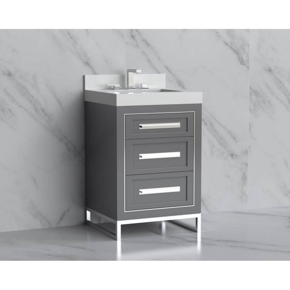 Madeli Vision 24'' Free standing Vanity Cabinet in Studio Grey/HW: Handles/Feet Brushed