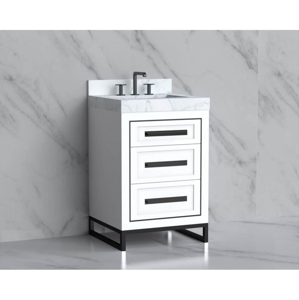 Madeli Vision 24'' Free standing Vanity Cabinet in White/HW: Handles/Feet Brushed Nickel