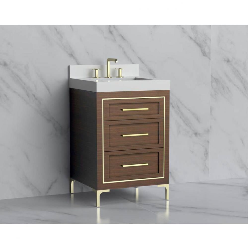 Madeli Vision 24'' Free standing Vanity Cabinet in Brandy/HW: Handles/Feet Brushed Nicke