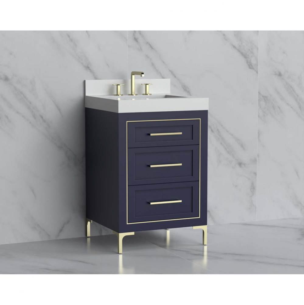 Madeli Vision 24'' Free standing Vanity Cabinet in Sapphire/HW: Handles/Feet Satin Brass