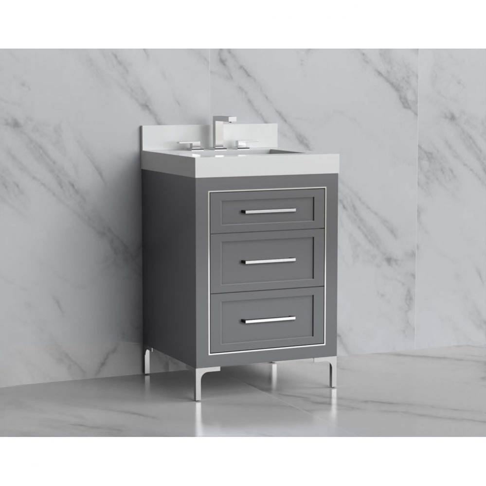 Madeli Vision 24'' Free standing Vanity Cabinet in Studio Grey/HW: Handles/Feet Polished