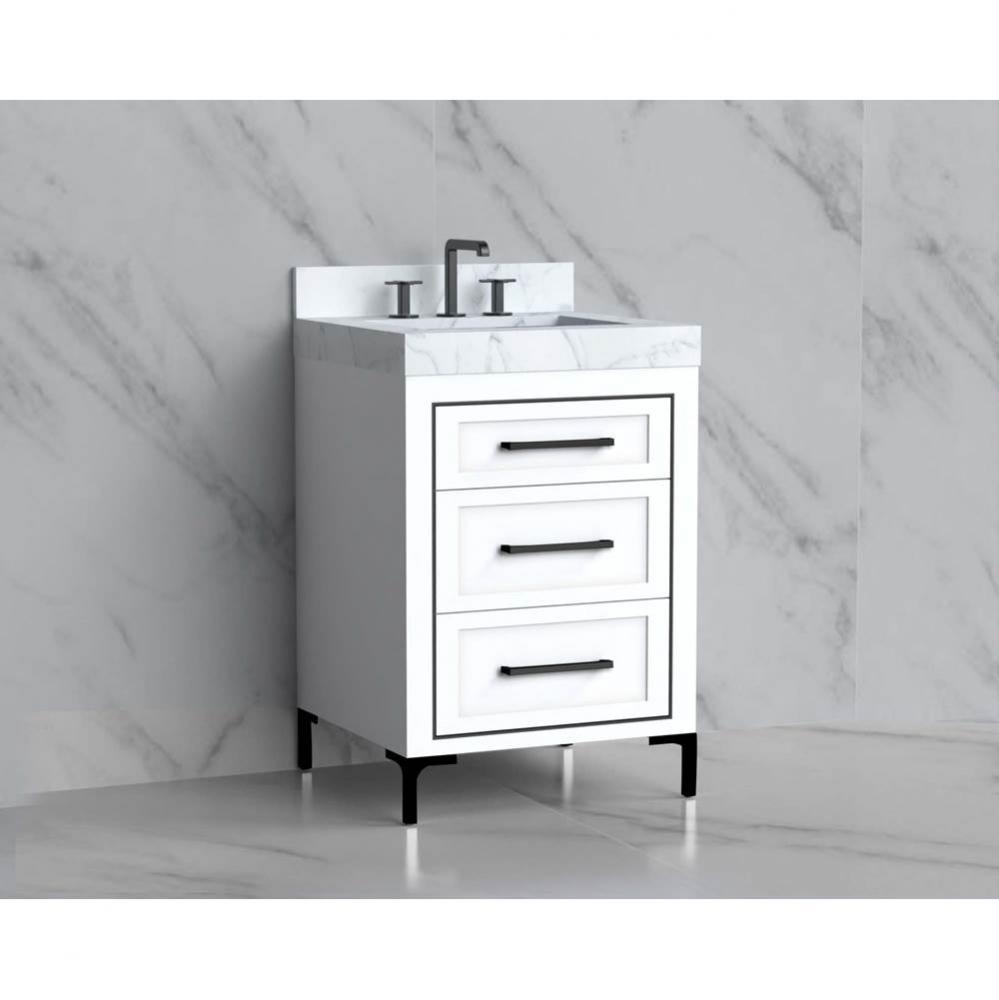 Madeli Vision 24'' Free standing Vanity Cabinet in White/HW: Handles/Feet Polished Chrom