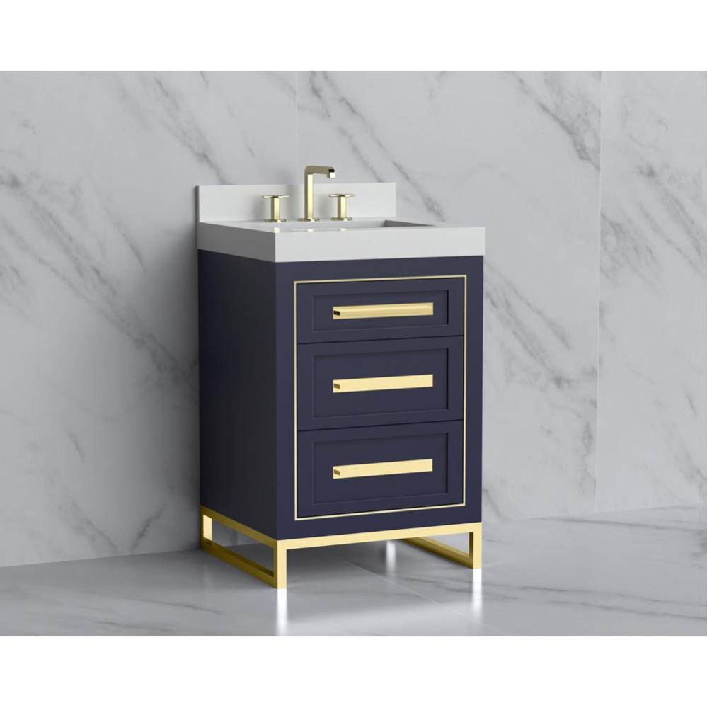 Vision 24'' Free standing Vanity Cabinet in Sapphire/HW: Handles/Feet Polished Chrome(PC